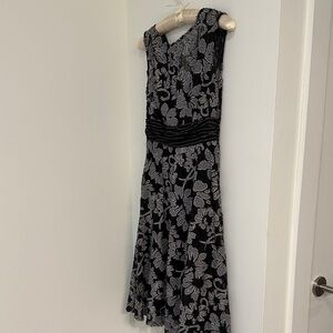 Anthropologie Black and White Patterned Midi Dress